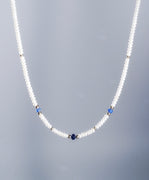 16.5" 14K FRESHWATER PEARL & SAPPHIRE NECKLACE #2231