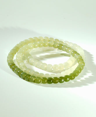 108 GREEN OLD STYLE POLISHED JADE NECKLACE #1693