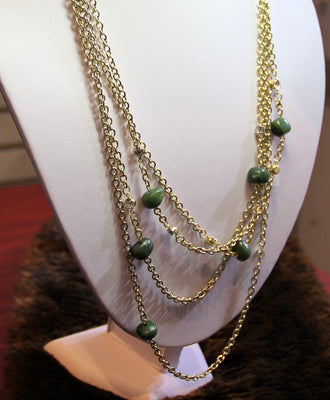 JADE NUGGETS FASHION GOLD CHAIN NECKLACE #1808
