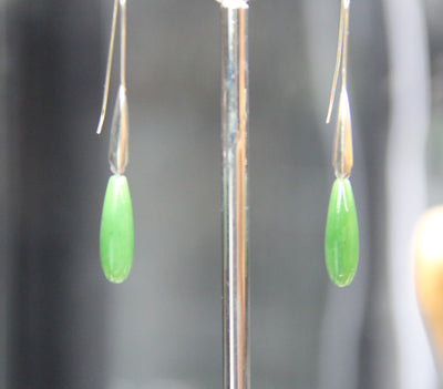 Canadian Nephrite Jade Earrings - Waterdrop #1895